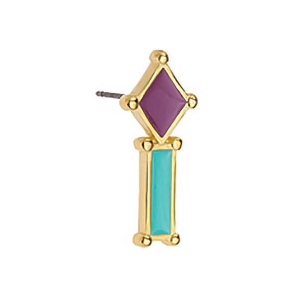 Rhombus and rectangle earring, with titanium stud, pack of 3 pairs