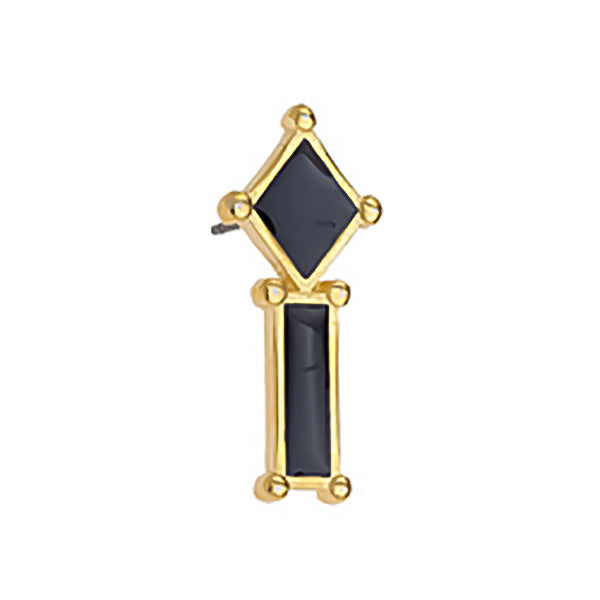 Rhombus and rectangle earring, with titanium stud, pack of 3 pairs