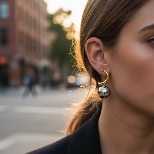 ⚡🚚 Bold Sphere Drops – Ατσάλινα Σκουλαρίκια με Σφαιρικό Μοτίφ