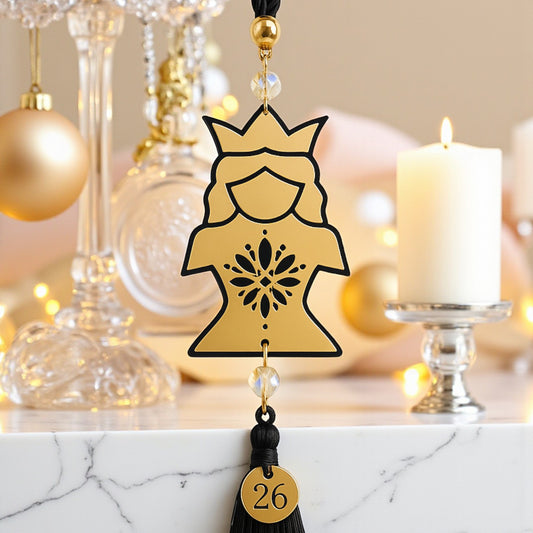 🤍✨ Κρεμαστό Γούρι 2026 Queen | Συλλογή CHESS BOLD | Plexiglass