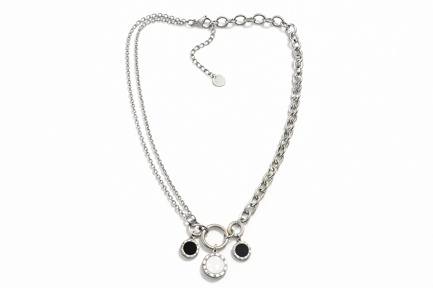 Numeral Layer Necklace stainless steel layered κολιέ με φίλντισι και χάραξη λατινικών αριθμών – So Cute by Dimi