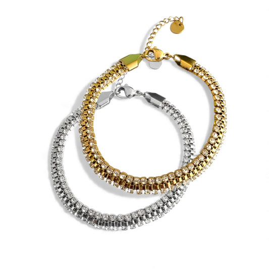 Ατσάλινο βραχιόλι με διπλή σειρά στρας – So Cute by Dimi χονδρική