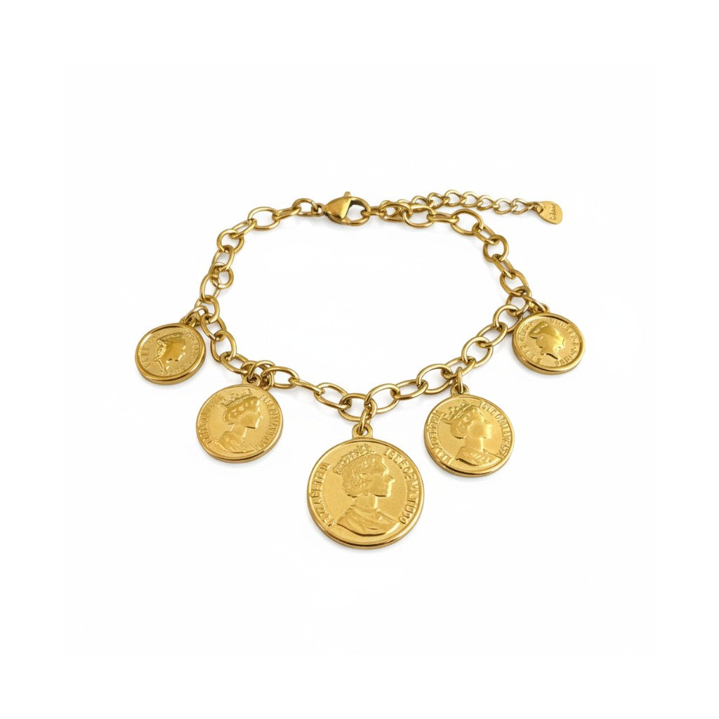 Βραχιόλι “Royal Coins” – Ατσάλινο με νομίσματα σε χρυσό ή ασημί | So Cute by Dimi Wholesale