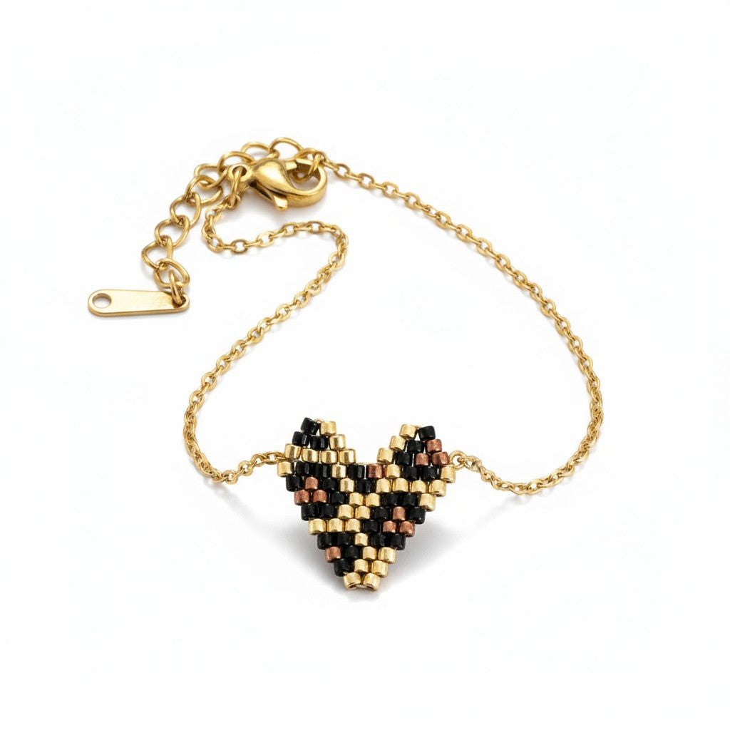 Βραχιόλι “Wild Heart” – Miyuki Καρδιά Animal Print | So Cute by Dimi Wholesale