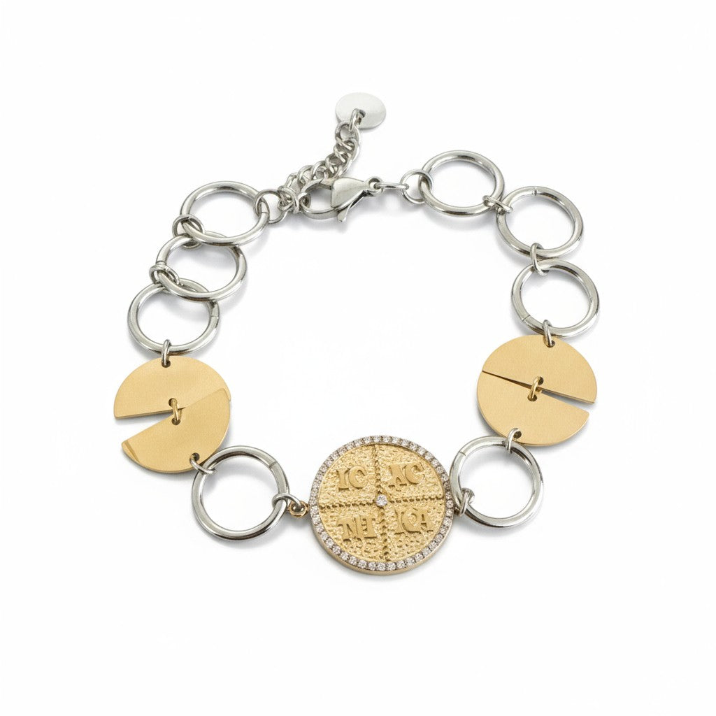 Ατσάλινο βραχιόλι με κωνσταντινάτο και ζιργκόν – So Cute by Dimi Wholesale