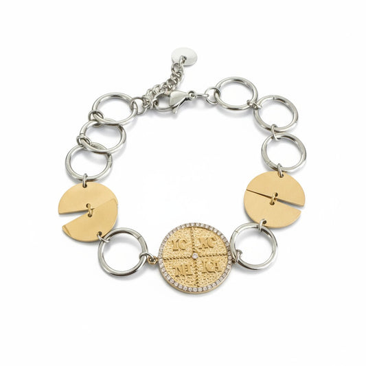 Ατσάλινο βραχιόλι με κωνσταντινάτο και ζιργκόν – So Cute by Dimi Wholesale