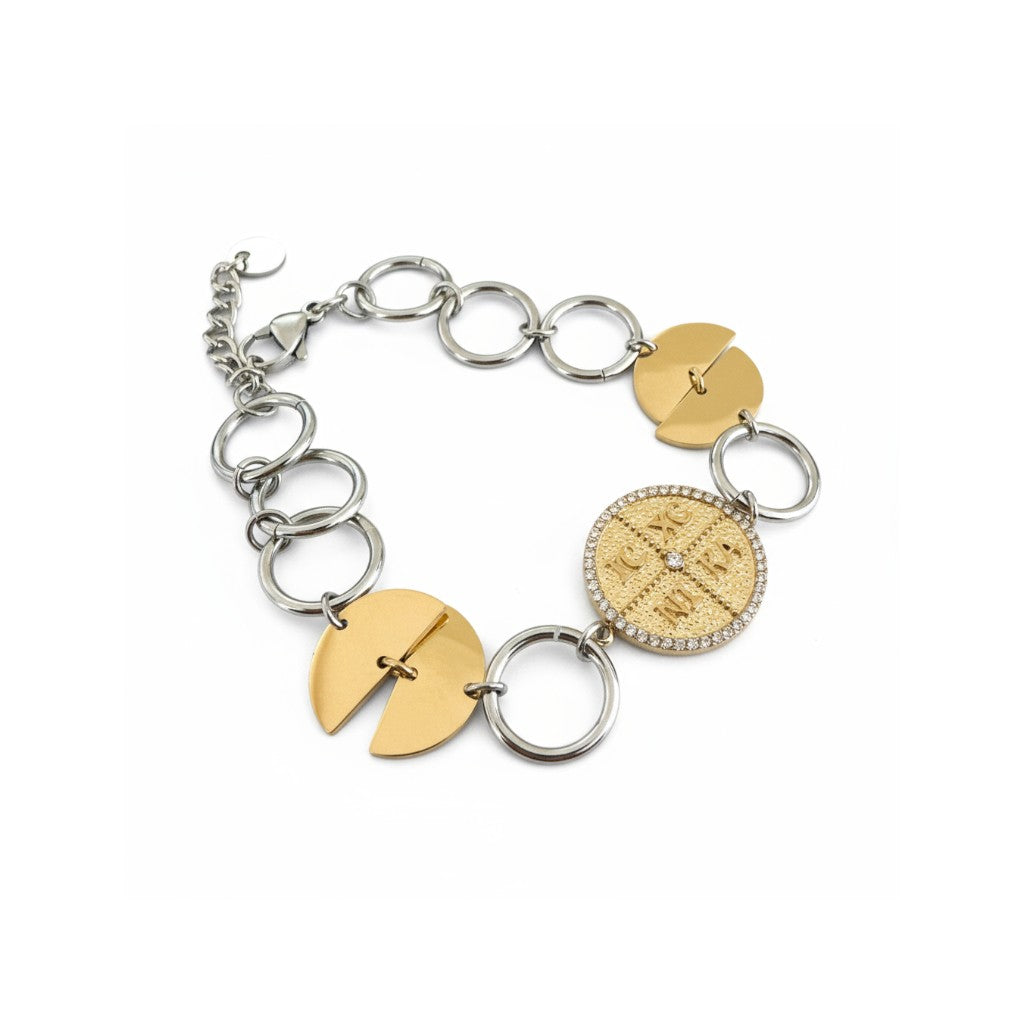 Ατσάλινο βραχιόλι με κωνσταντινάτο και ζιργκόν – So Cute by Dimi Wholesale