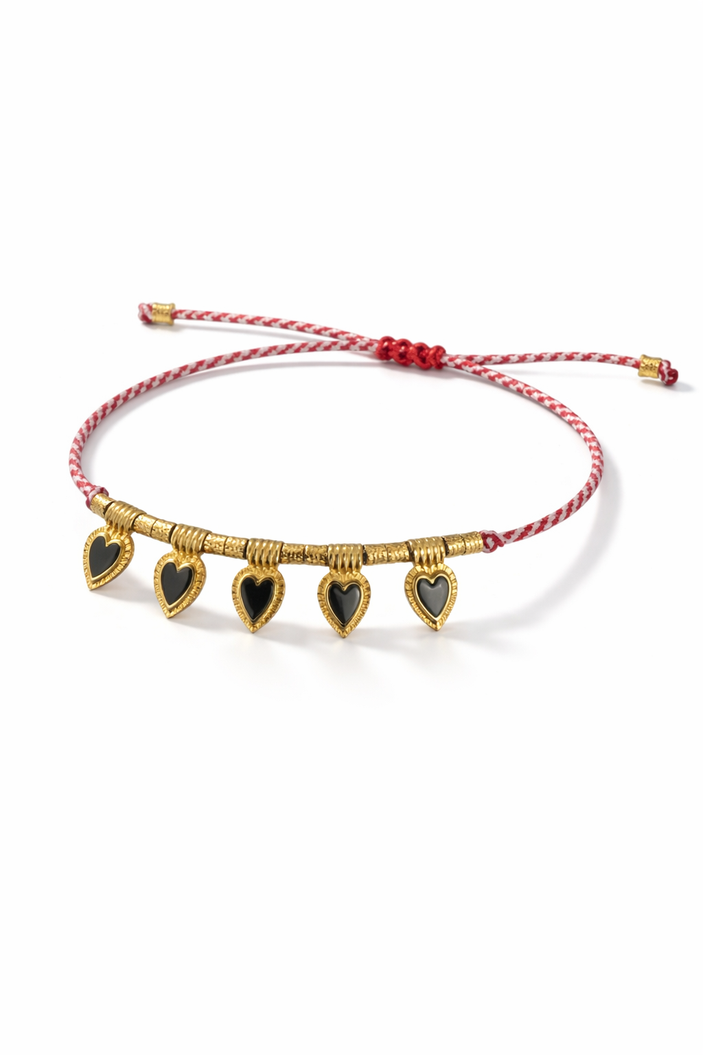 Χειροποίητο βραχιόλι Μάρτης με επιχρυσωμένες χάντρες και καρδιές με σμάλτο – So Cute by Dimi