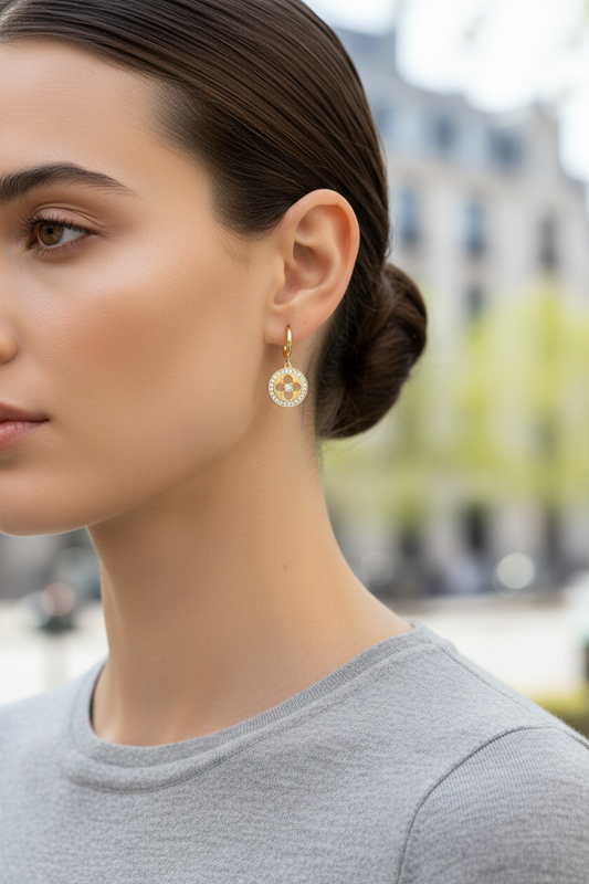 Crystal Bloom Drops ατσάλινα σκουλαρίκια με ζιργκόν So Cute by Dimi – Κωδ. 1-502-3153