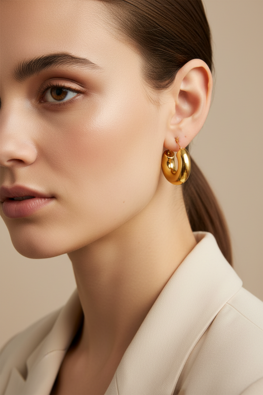 Bold Curve Hoops chunky σκουλαρίκια κρίκοι 25mm σε χρυσό φινίρισμα