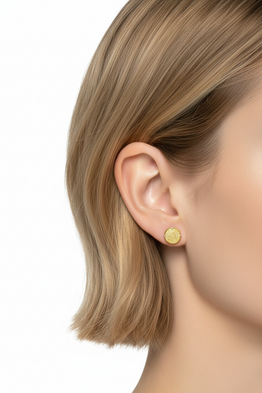 Ατσάλινα καρφωτά σκουλαρίκια coin 1,2 εκ. με στρας σε χρυσό, ασημί και δίχρωμο – So Cute by Dimi