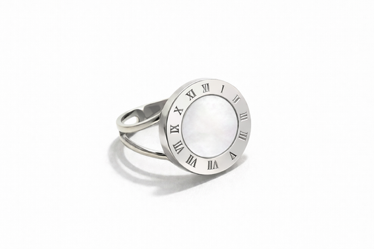Numeral Pearl Ring stainless steel δαχτυλίδι με φίλντισι και λατινικούς αριθμούς – So Cute by Dimi
