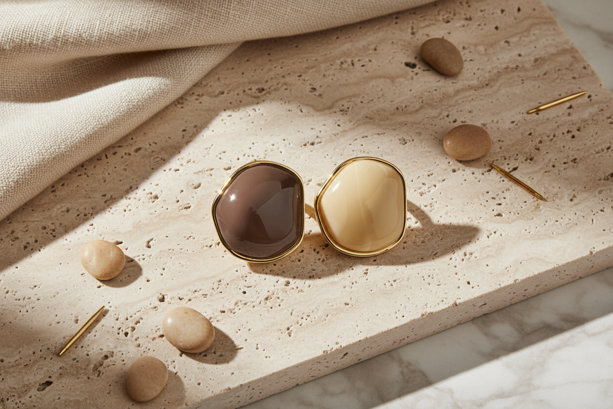 ⚡🚚 Gaia Stone Ring – Ατσάλινο Δαχτυλίδι με Ακανόνιστη Πέτρα