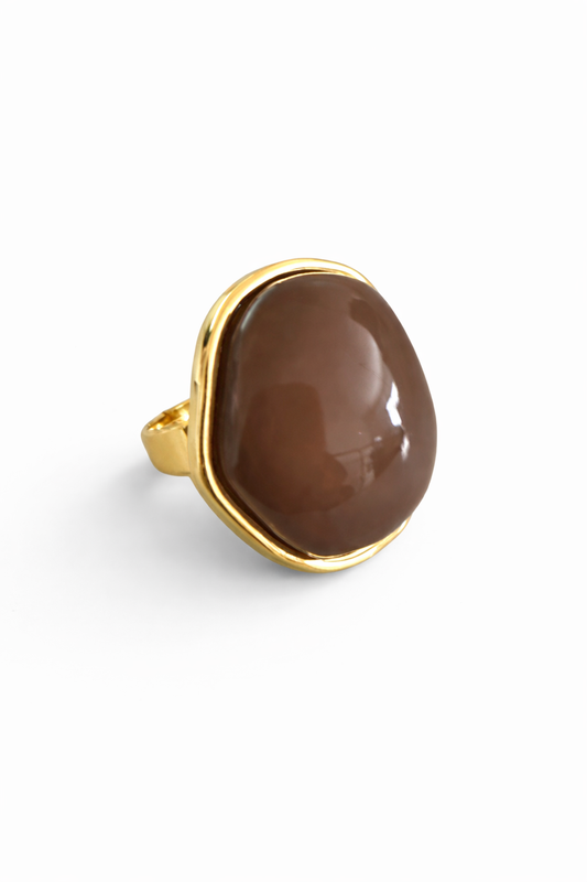 ⚡🚚 Gaia Stone Ring – Ατσάλινο Δαχτυλίδι με Ακανόνιστη Πέτρα