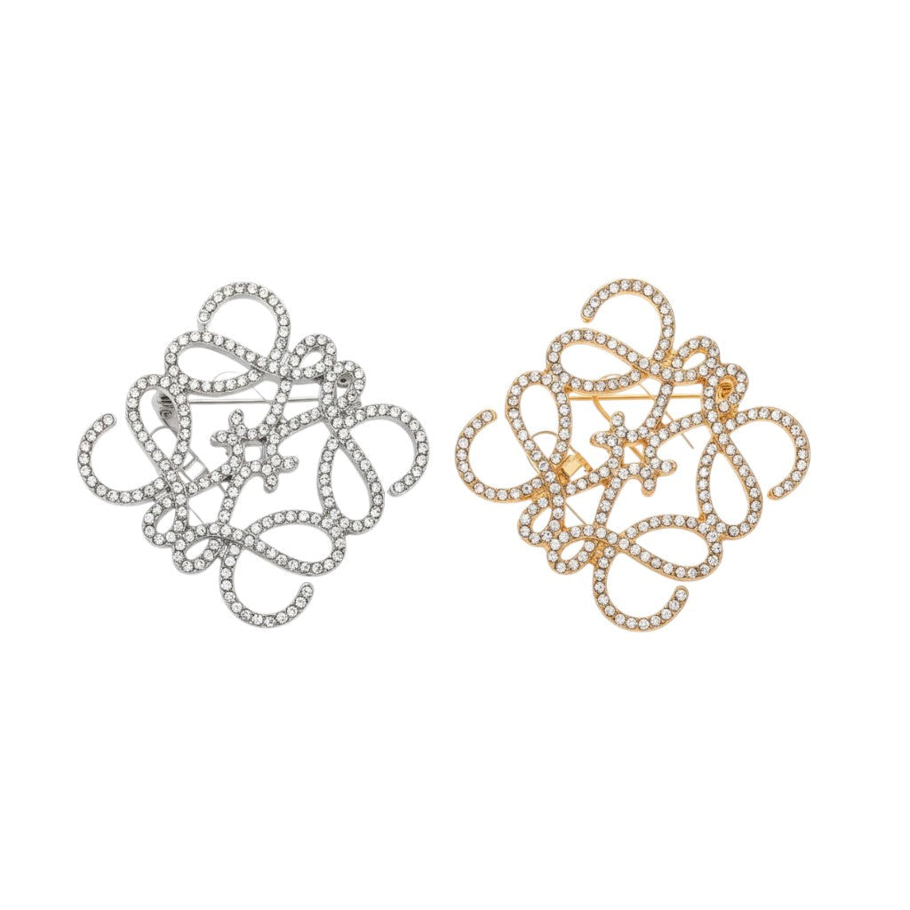 Metal filigree brooch with rhinestones in silver and gold – So Cute by Dimi.