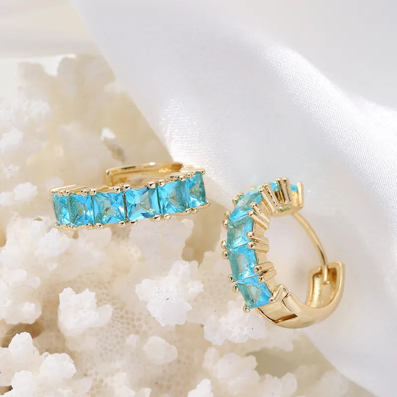 Fashion Geometric Copper Inlaid Zircon Earrings