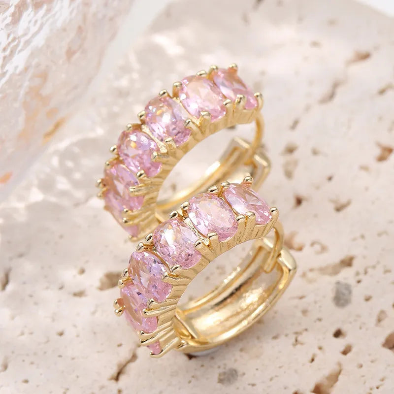 Fashion Geometric Copper Inlaid Zircon Earrings