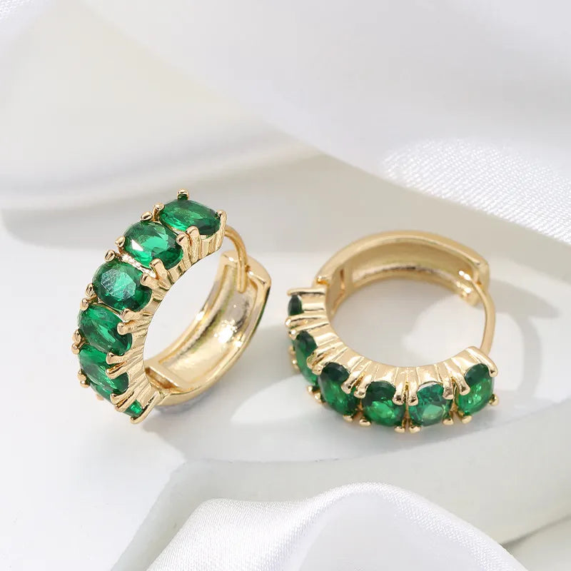 Fashion Geometric Copper Inlaid Zircon Earrings