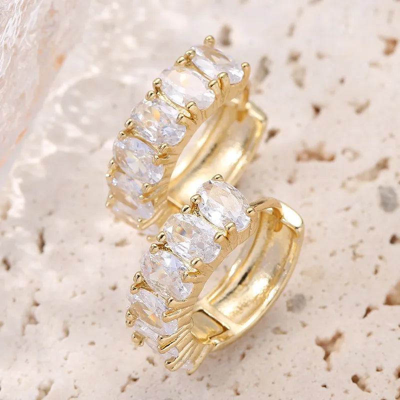 Fashion Geometric Copper Inlaid Zircon Earrings