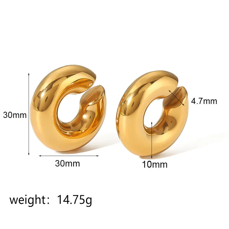 Titanium Steel 18K Gold Plated Ear Cuffs