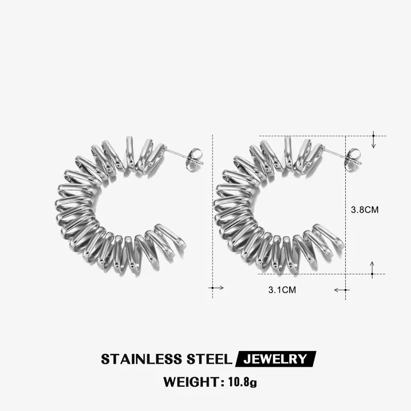 C Shape Plating Stainless Steel 18K Gold Plated Ear Studs