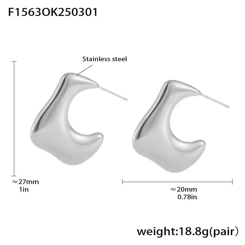 C Shape Plating 304 Stainless Steel 18K Gold Plated Ear Studs