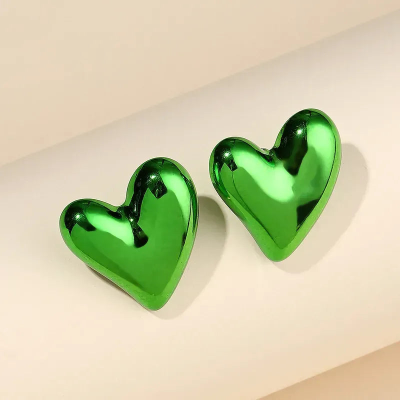Acrylic Metallic Heart Earrings, pack of 2 pairs