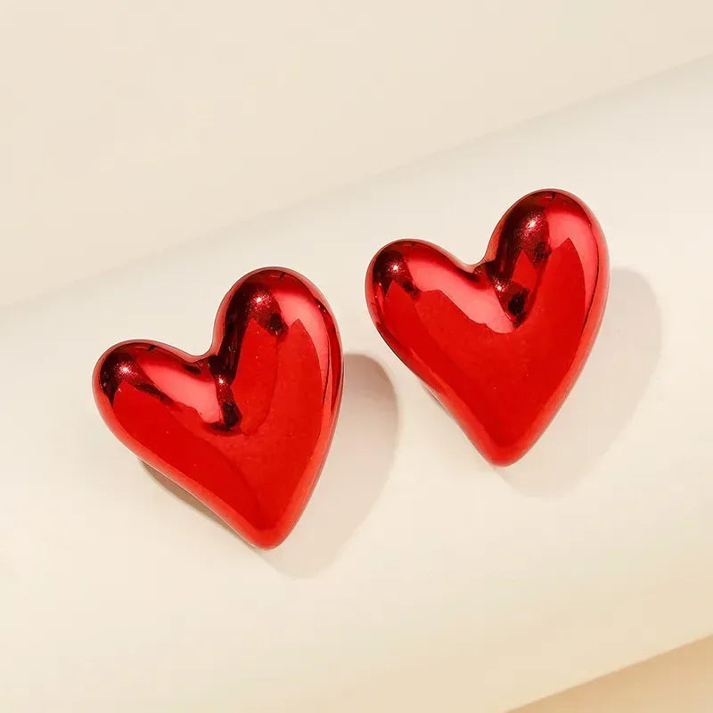 Acrylic Metallic Heart Earrings, pack of 2 pairs