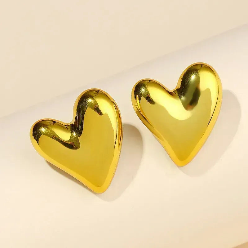 Acrylic Metallic Heart Earrings, pack of 2 pairs