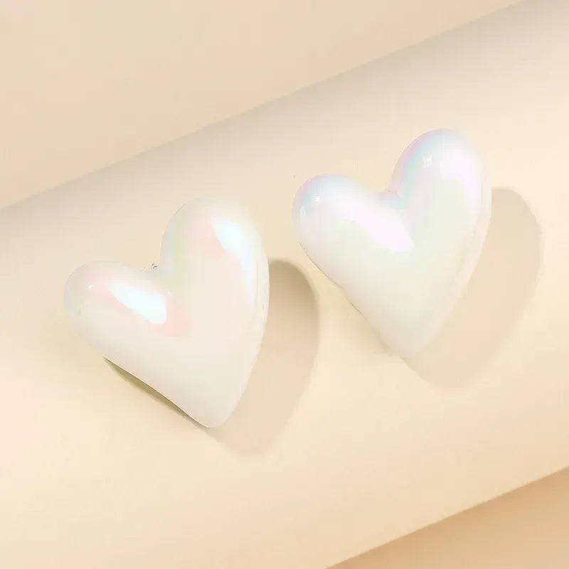 Acrylic Metallic Heart Earrings, pack of 2 pairs