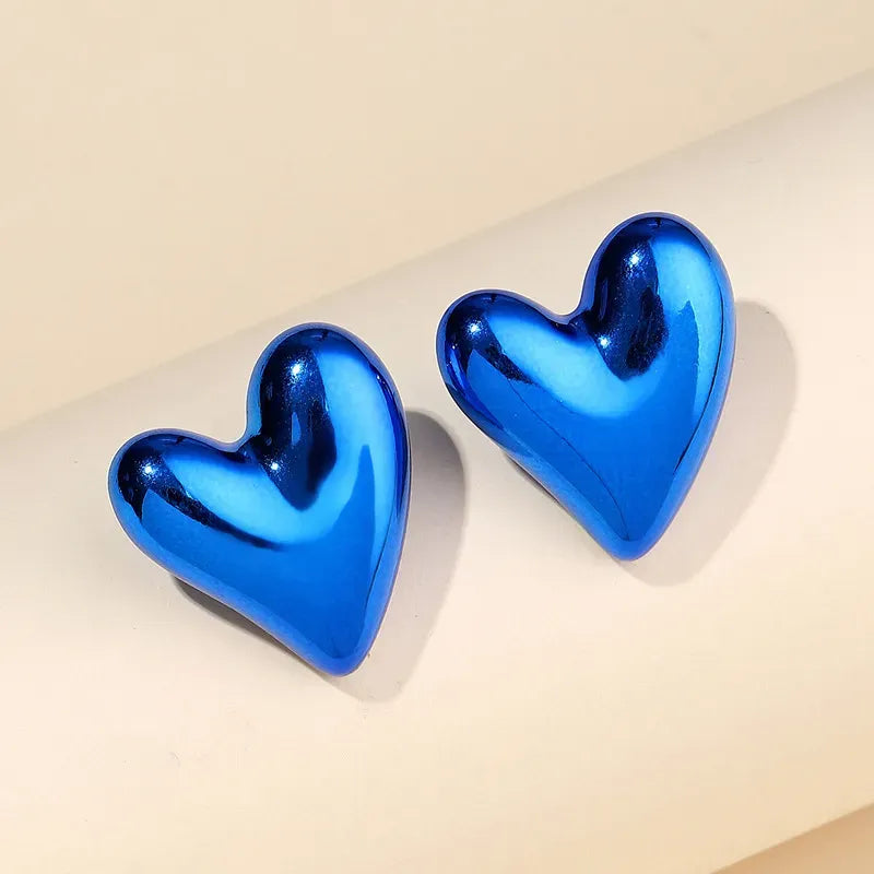 Acrylic Metallic Heart Earrings, pack of 2 pairs