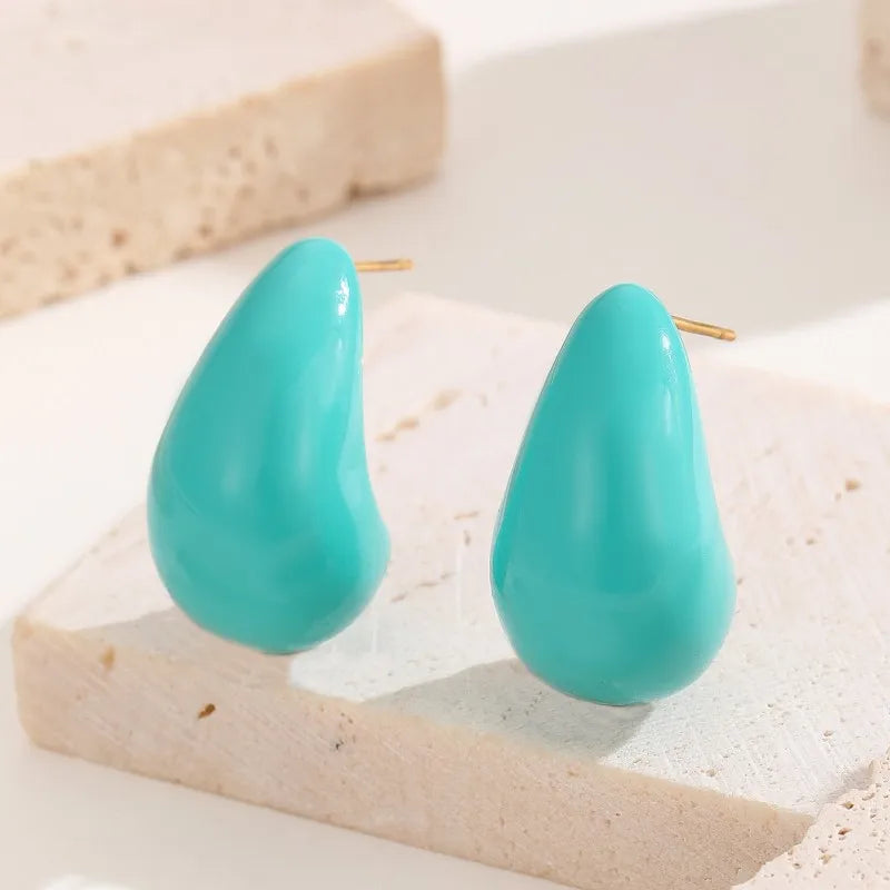 Water Droplets Titanium Steel Ear Studs