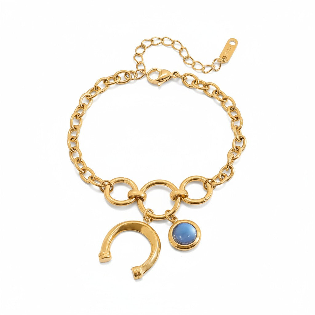 Βραχιόλι “Azure Luck” – Ατσάλινο με πέταλο και μπλε charm | So Cute by Dimi Wholesale