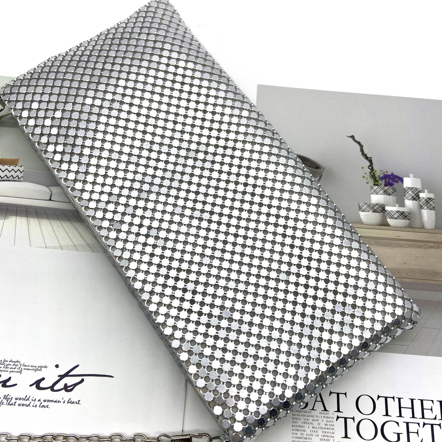 Metal Geometric Solid Color Square Evening Bags