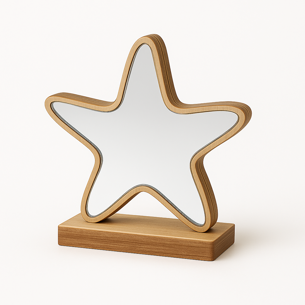 🤍✨ Επιτραπέζιος Αστερίας Mirror – Gold & Silver