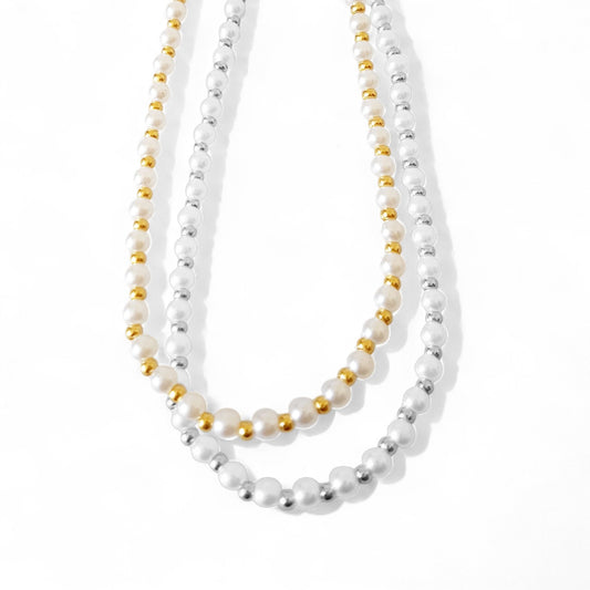 Χειροποίητο κολιέ με πέρλες και μεταλλικές χάντρες – So Cute by Dimi χονδρική