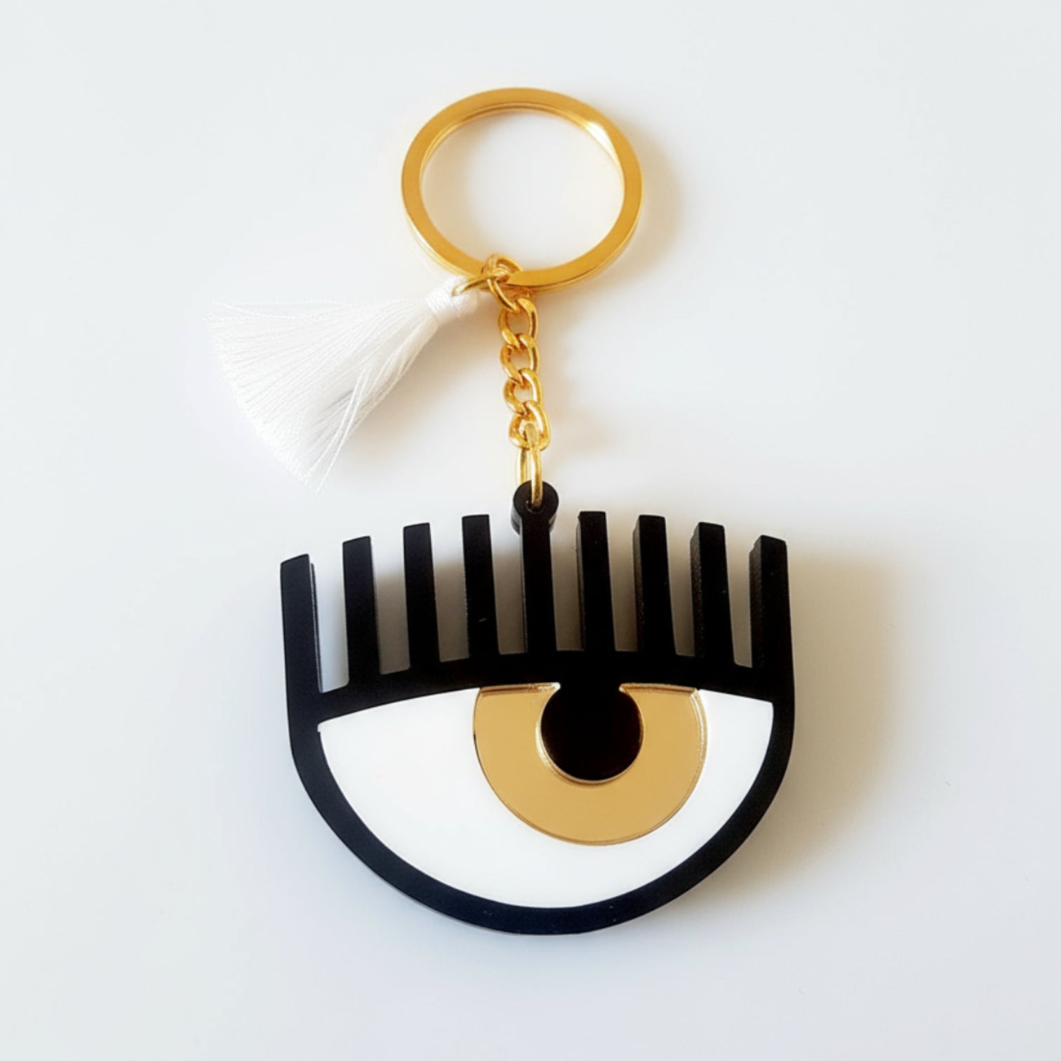 Plexiglass μπρελόκ μάτι με βλέφαρα και φουντίτσα – So Cute by Dimi Wholesale