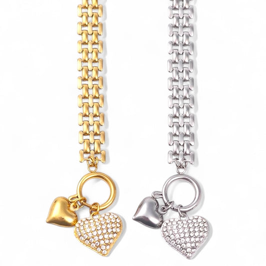 ⚡🚚 Βραχιόλι “Double Heart Sparkle” με Ζιργκόν