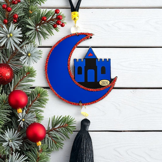 Γούρι 2026 Moonlit Castle plexiglass φεγγάρι με κάστρο και φούντα – Χονδρική So Cute by Dimi