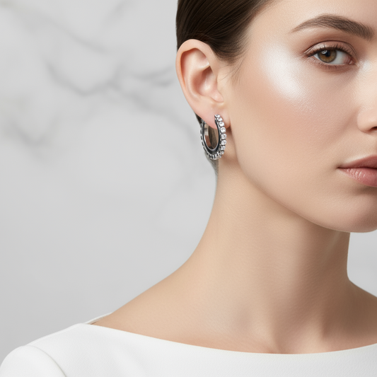 Ατσάλινα hoops με στρας σε χρυσό και ασημί – So Cute by Dimi Wholesale