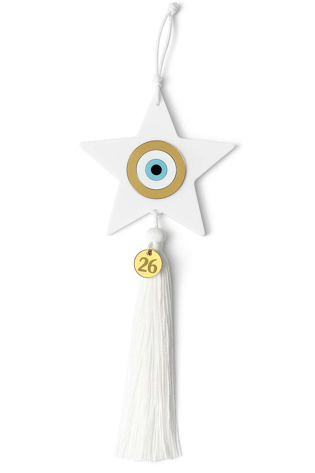 Χονδρικό γούρι 2026 plexiglass αστέρι με μάτι & φούντα – πολλά χρώματα-So Cute by DImi