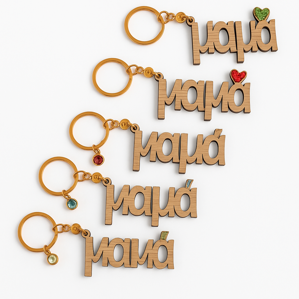 Ξύλινο μπρελόκ Μαμά, σε συσκευασία 3 τεμαχίων