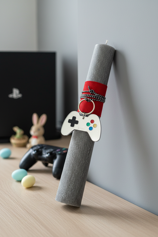 Χειροποίητη πασχαλινή λαμπάδα gaming με χειριστήριο PlayStation για χονδρική So Cute by Dimi