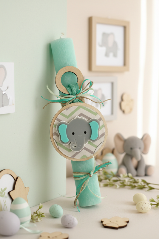 🤍✨ Λαμπάδα «Ζωάκια» – Ελεφαντάκι