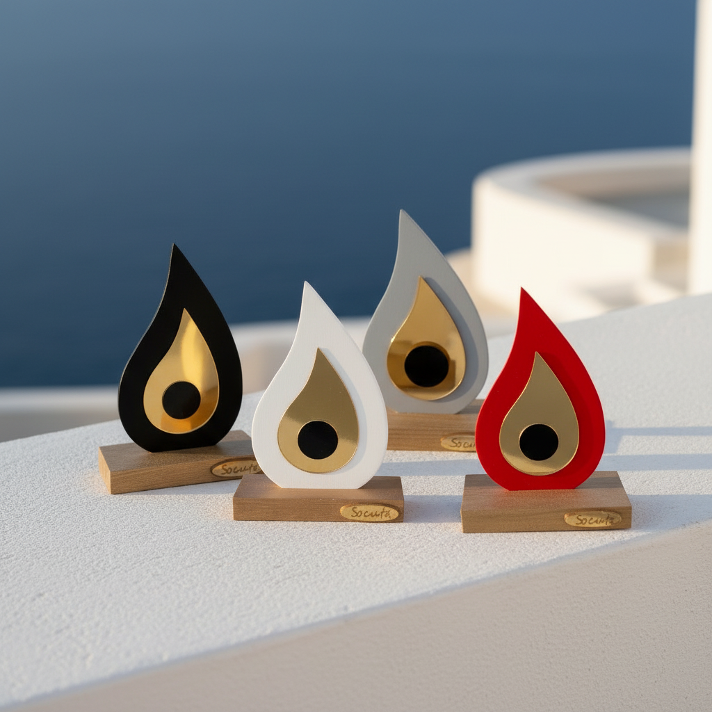 🤍✨ Γούρι Plexiglass Σταγόνα με Μάτι Χρυσό | Επιτραπέζιο Διακοσμητικό