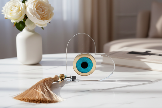 Χειροποίητο διακοσμητικό καρδιά από πλέξι ακρυλικό με μάτι καθρέφτη – So Cute by Dimi