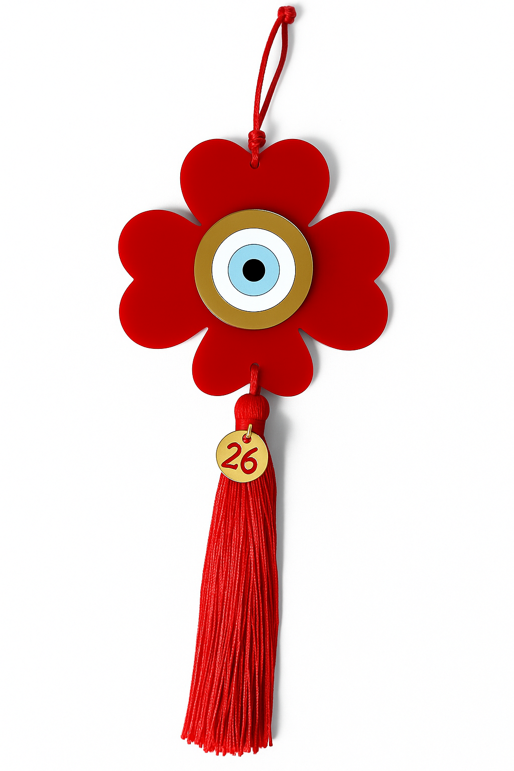 Χονδρικό γούρι 2026 plexiglass τετράφυλλο με μάτι & φούντα – πολλά χρώματα So Cute by Dimi