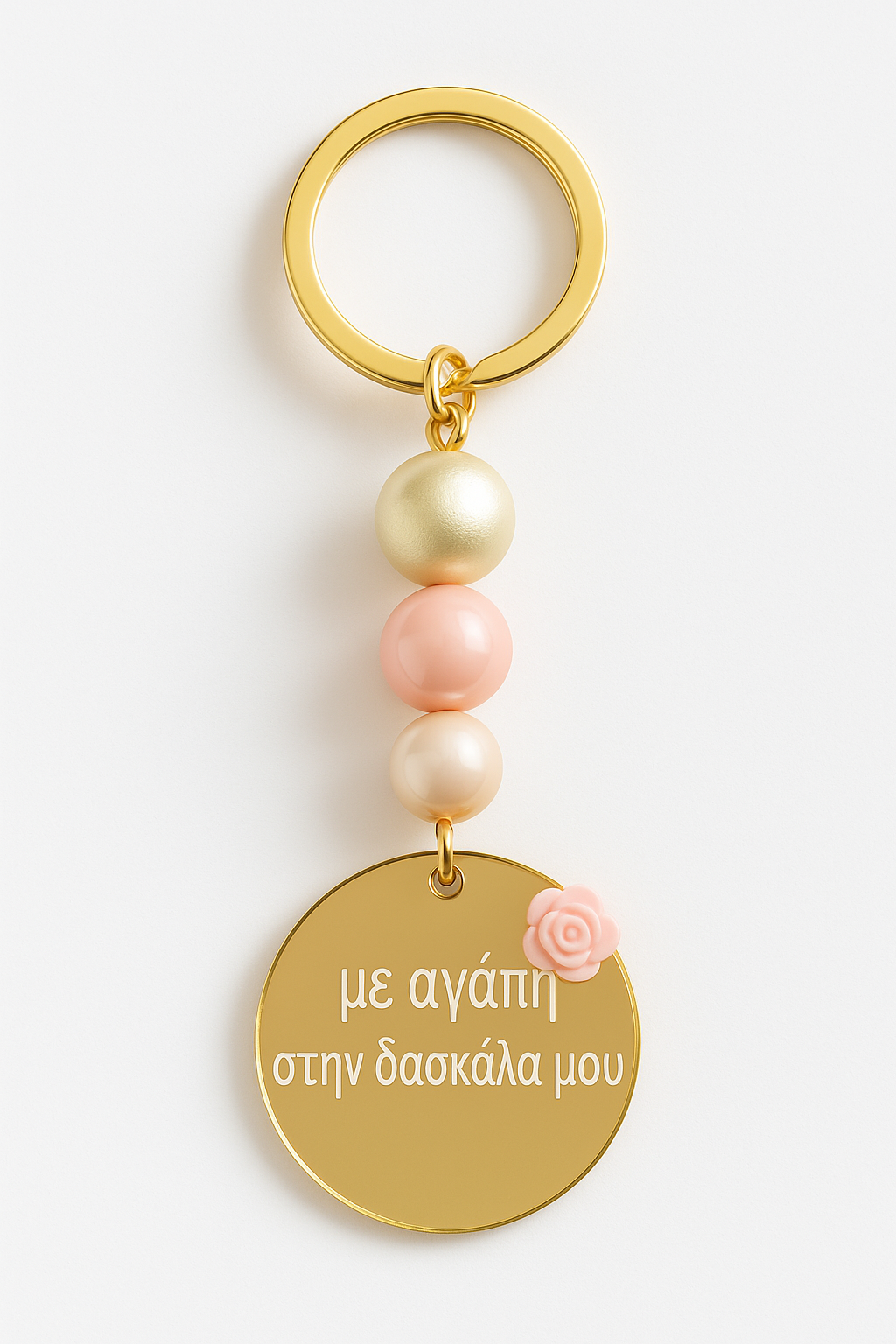 Μπρελόκ “Με αγάπη στη δασκάλα μου” premium plexiglass με ροζ τριανταφυλλάκι – So Cute by Dimi Wholesale