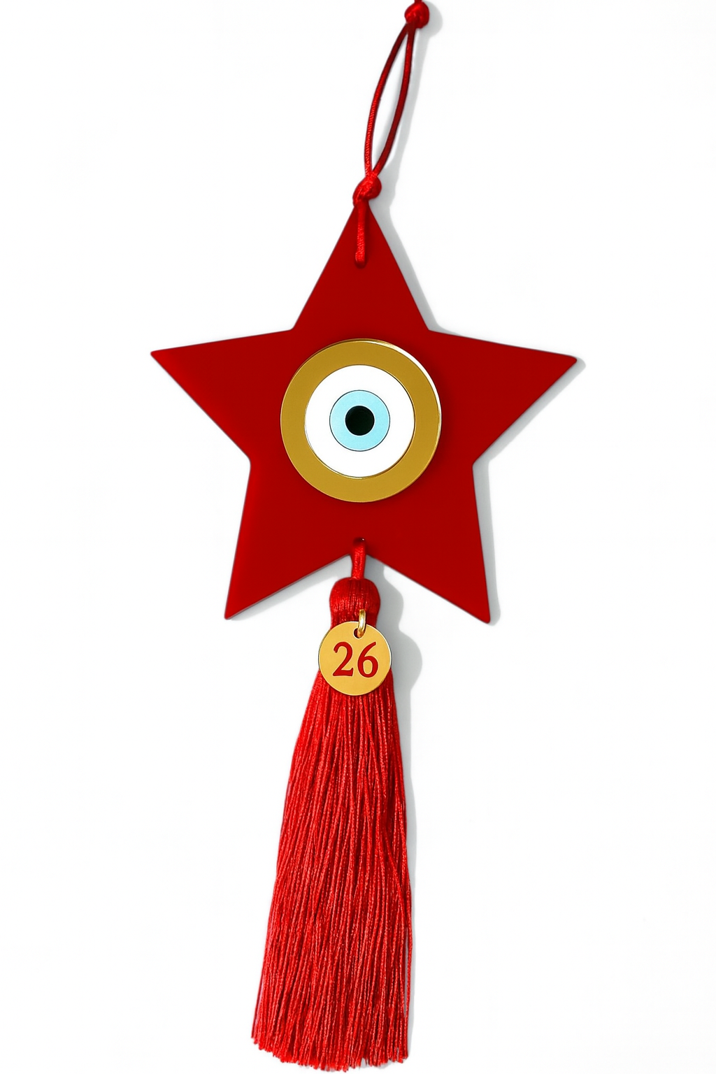 Χονδρικό γούρι 2026 plexiglass αστέρι με μάτι & φούντα – πολλά χρώματα-So Cute by DImi