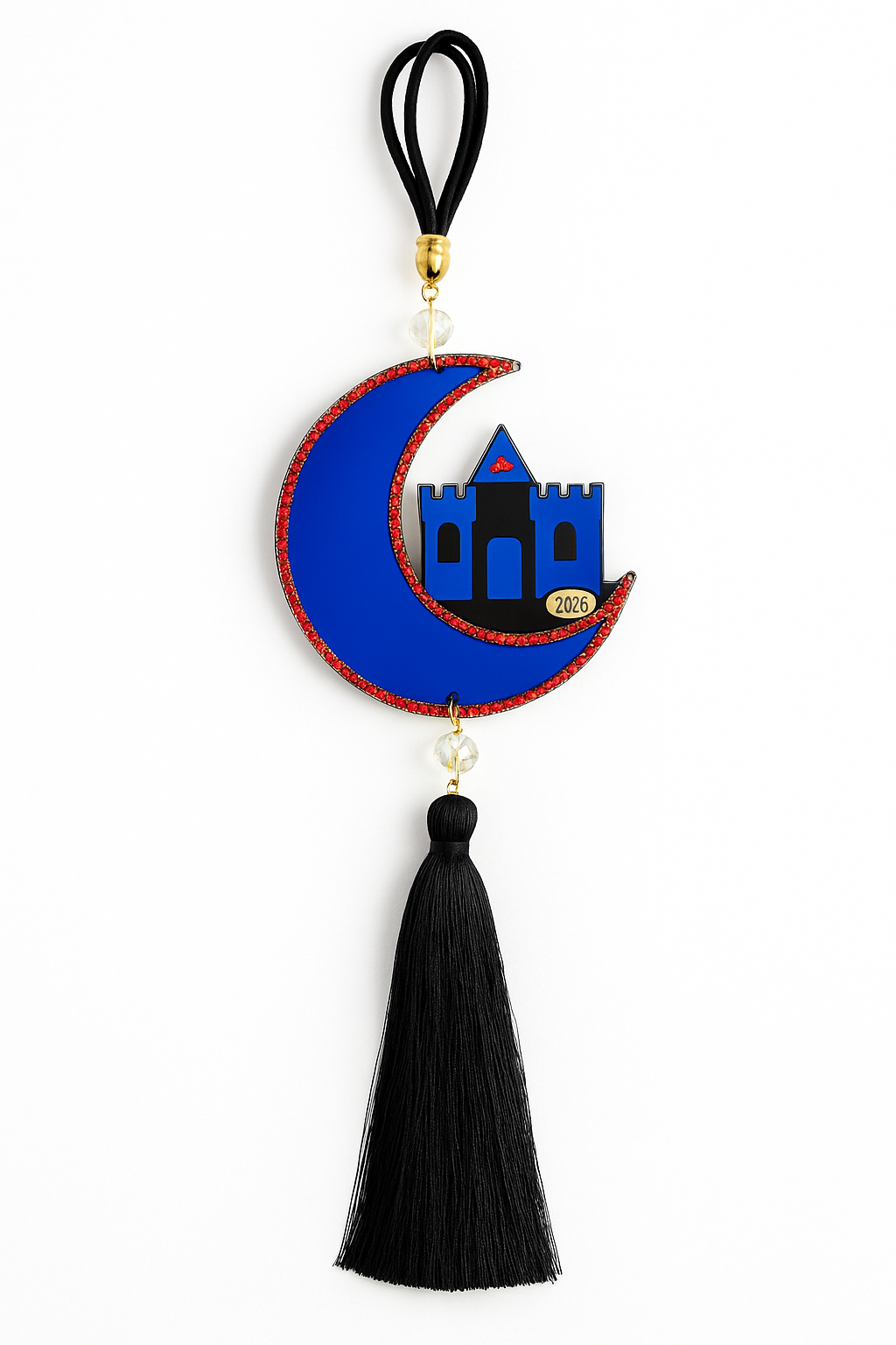 Γούρι 2026 Moonlit Castle plexiglass φεγγάρι με κάστρο και φούντα – Χονδρική So Cute by Dimi